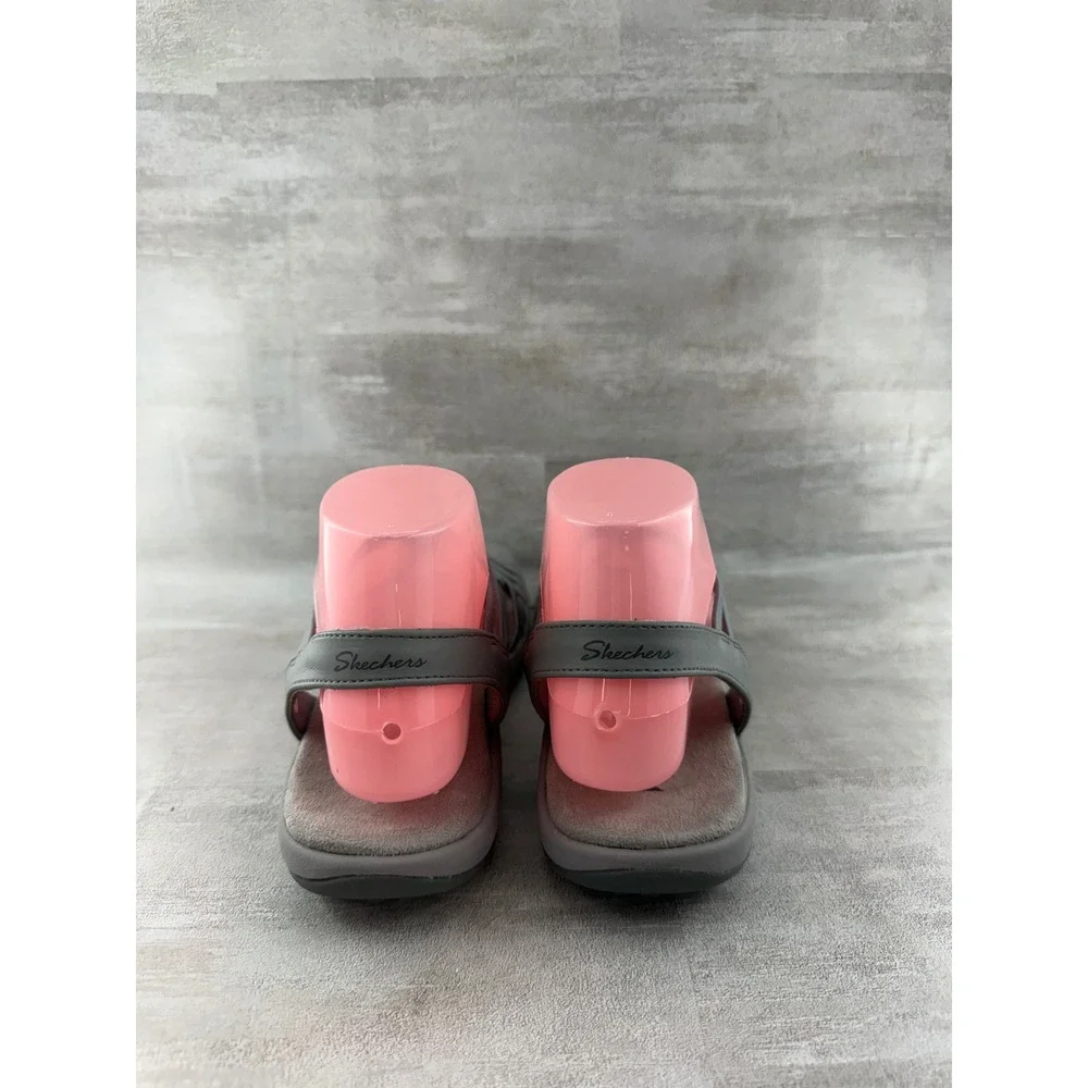 Skechers Reggae Slim Vacay Grey Strappy Sandals Women Size 8 Walking Hiking